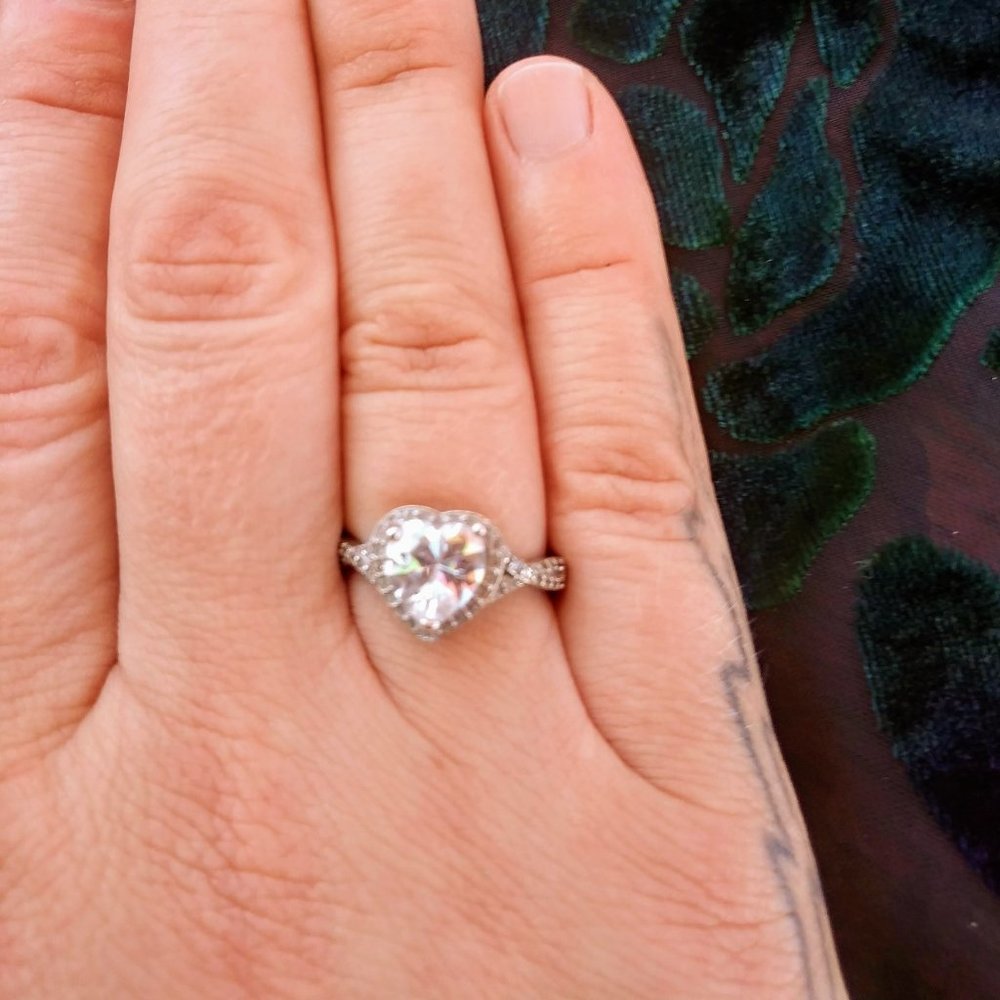 2 FOR 1: Sterling Silver Cubic Zirconia Heart Ring - Picture 5 of 10